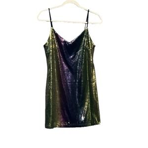 Wild Fable Rainbow Sequin Mini Dress Disco Ball Size XS Y2K Homecoming